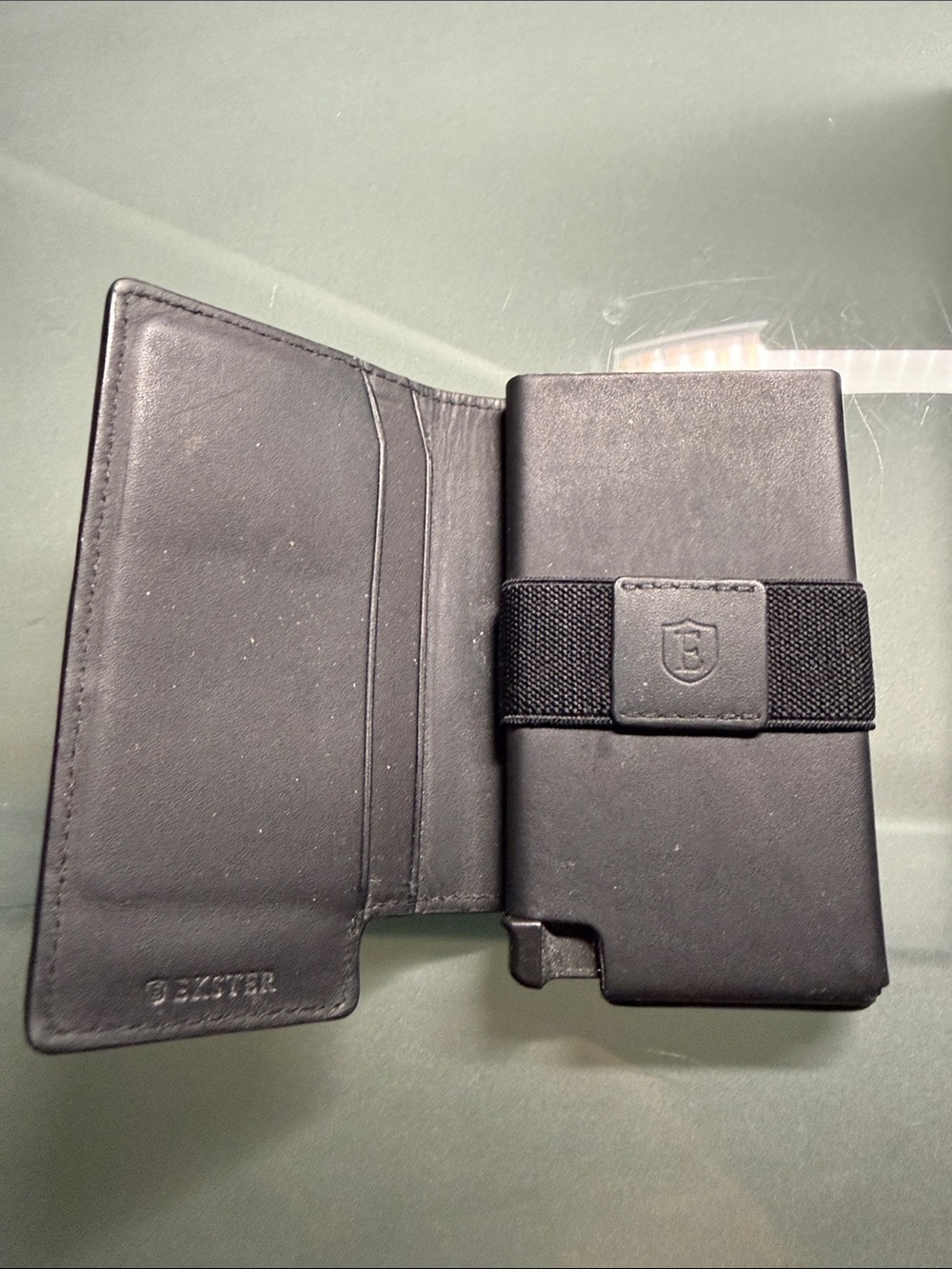 Elkster Black Wallet Phone Case with Elastic Strap and Card Slots